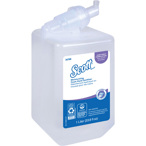 Mousse d&eacute;sinfectante et hydratante pour les mains Control de Scott, 1000 ml, Cartouche de recharge, 70 % alcool Sécurité Médic