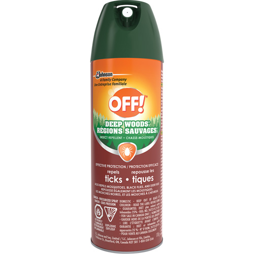 Insectifuge chasse-tiques Off! R&eacute;gions sauvages, DEET &agrave; 25 %, A&eacute;rosol, 170 g Sécurité Médic