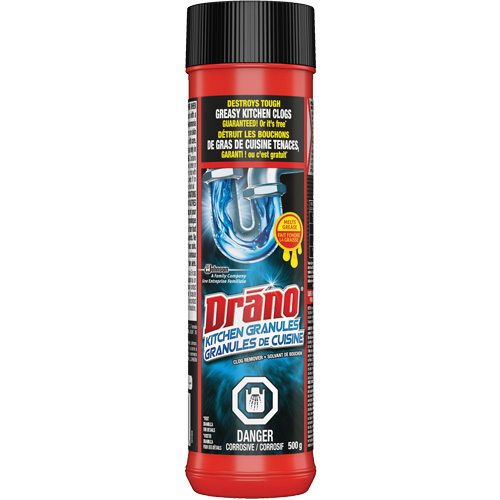 Granules nettoyantes pour drain d&eacute;vier de cuisine de Drano Sécurité Médic
