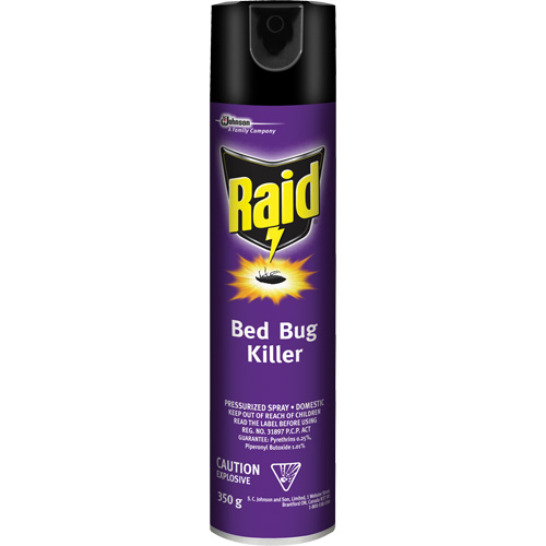 Raid&reg; Bed Bug Killer Insecticide, 350 g, Aerosol Can, Solvent Base Sécurité Médic