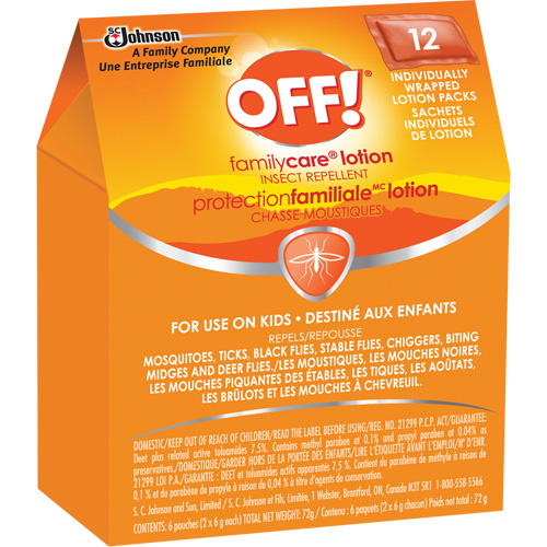 OFF! FamilyCare&reg; Insect Repellent, 7.5% DEET, Lotion, 6 g Sécurité Médic