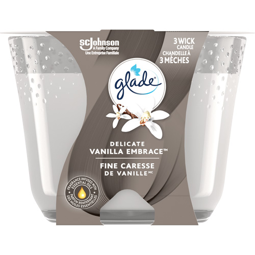 Chandelle &agrave; trois m&egrave;ches Glade, Fine caresse de vanille Sécurité Médic