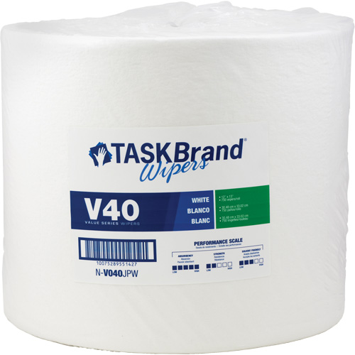 TaskBrand&reg; V40 Value Series Wipers, All-Purpose, 13" L x 12" W Sécurité Médic