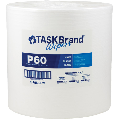 TaskBrand&reg; P60 Premium Series Wipers, All-Purpose, 13" L x 12" W Sécurité Médic