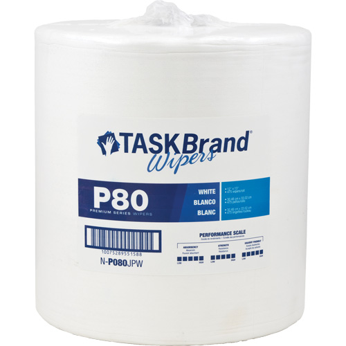 TaskBrand&reg; P80 Premium Series Wipers, Heavy-Duty, 13" L x 12" W Sécurité Médic