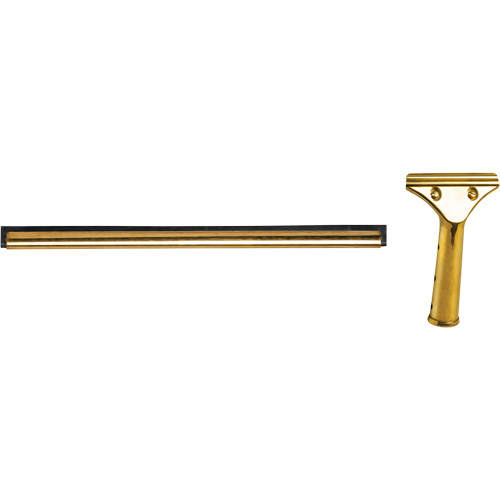 Window Squeegee with Handle, 18", Rubber, Brass Frame Sécurité Médic