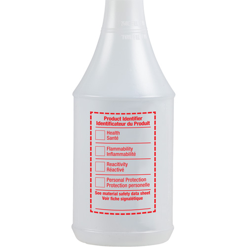 Round Spray Bottle with WHMIS Label, 24 oz. Sécurité Médic
