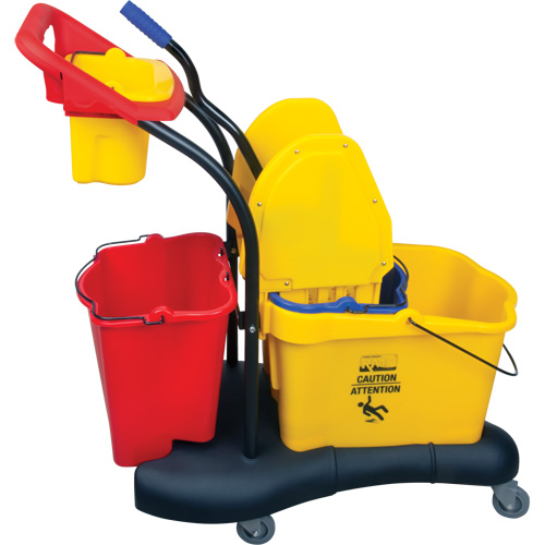 Chariot &agrave; vadrouille multifonction, Pression vers le bas, 9,5 gal. US (38 pintes), Jaune Sécurité Médic