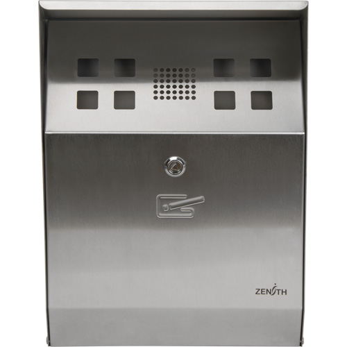 Smoking Receptacle, Wall-Mount, Stainless Steel, 1.6 Litres Capacity, 13-4/5" Height Sécurité Médic