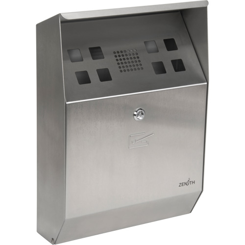 Smoking Receptacle, Wall-Mount, Stainless Steel, 1.6 Litres Capacity, 13-4/5" Height Sécurité Médic
