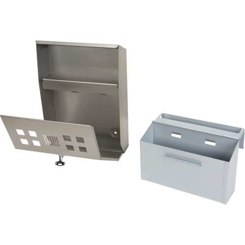 Smoking Receptacle, Wall-Mount, Stainless Steel, 1.6 Litres Capacity, 13-4/5" Height Sécurité Médic