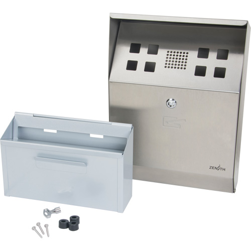 Smoking Receptacle, Wall-Mount, Stainless Steel, 1.6 Litres Capacity, 13-4/5" Height Sécurité Médic