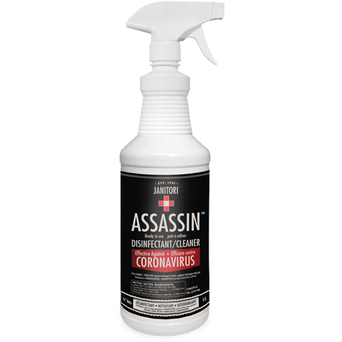 Janitori Assassin Ready-to-Use Disinfectant Cleaner, 1 L, Trigger Bottle Sécurité Médic