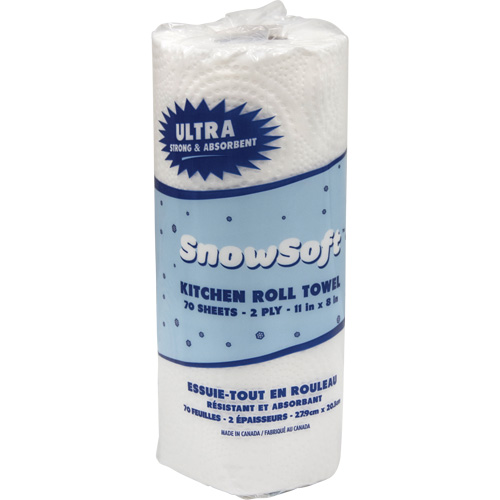 Essuie-tout pour cuisines de premi&egrave;re qualit&eacute; Snow Soft, 2 Pli, 70 Feuilles/rouleau, 8" la, 11" lo Sécurité Médic