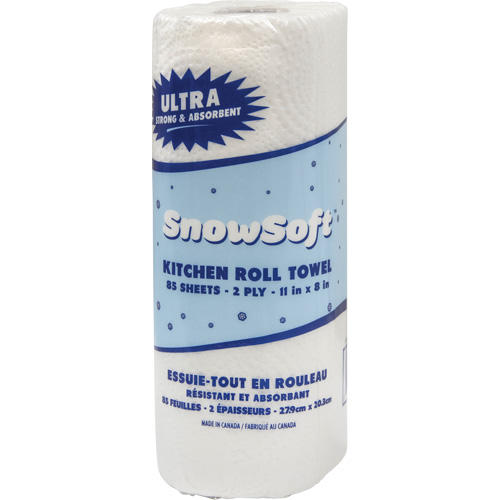 Snow Soft Premium Kitchen Towels, 2 Ply, 85 Sheets/Roll, 8" W, 11" L Sécurité Médic