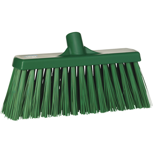 Heavy-Duty Push Broom, Stiff Bristles, 13", Polyester, Green Sécurité Médic