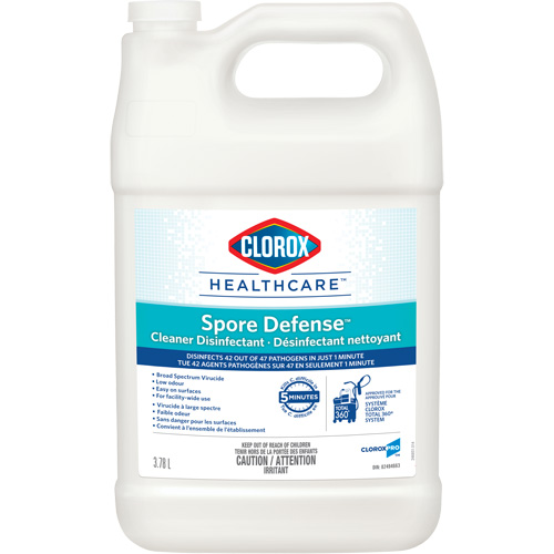 D&eacute;sinfectant nettoyant Clorox Healthcare Spore Defense, 3,78 L, Cruche Sécurité Médic