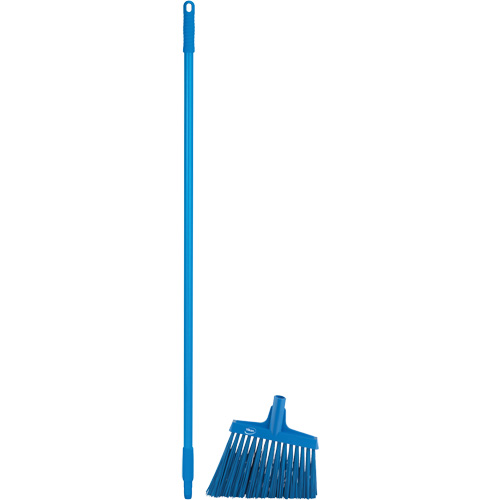 Angle Broom Head with Handle, X-Coarse Bristles, 12", Polyester, Blue Sécurité Médic