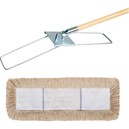 Break-Ezy Dust Mop System, Slip On Style, Cotton, 48" L x 5" W Sécurité Médic