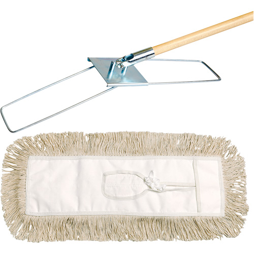 Break-Ezy Dust Mop System, Tie-On Style, Cotton, 36" L x 5" W Sécurité Médic