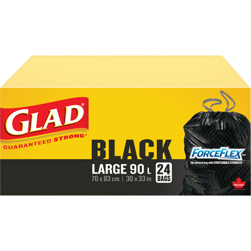 Sacs &agrave; ordures 90 L, R&eacute;gulier, 30" la x 33" lo, Noir Sécurité Médic