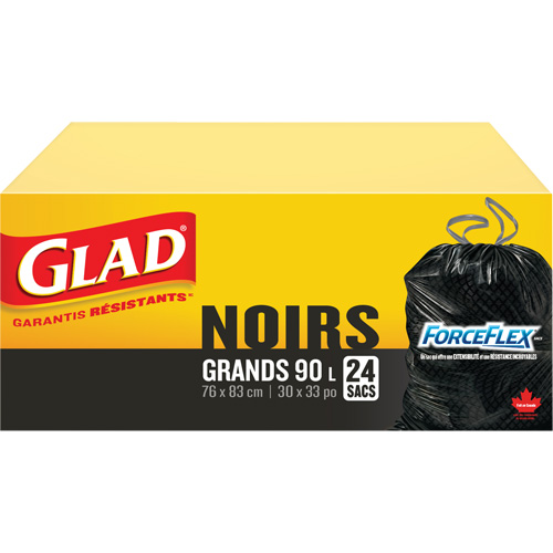 Sacs &agrave; ordures 90 L, R&eacute;gulier, 30" la x 33" lo, Noir Sécurité Médic