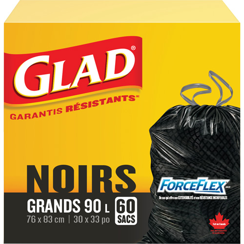 90L Garbage Bags, Regular, 30" W x 33" L, Black Sécurité Médic