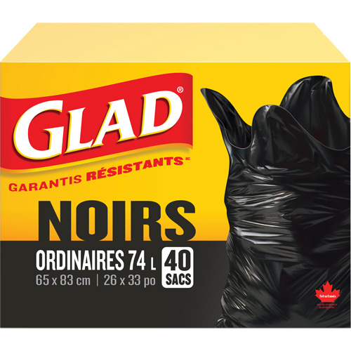 Sacs &agrave; ordures 74 L, R&eacute;gulier, 26" la x 33" lo, Noir Sécurité Médic