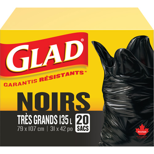 135L Garbage Bags, Regular, 31" W x 42" L, Black Sécurité Médic