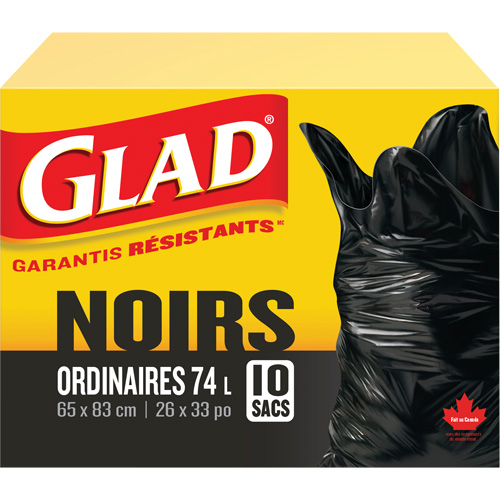 Sacs &agrave; ordures 74 L, R&eacute;gulier, 26" la x 33" lo, Noir Sécurité Médic