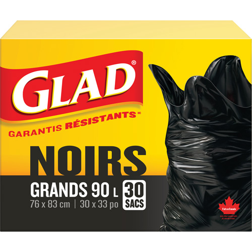 Sacs &agrave; ordures 90 L, R&eacute;gulier, 30" la x 33" lo, Noir Sécurité Médic