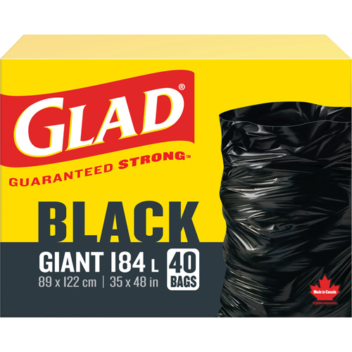 Sacs &agrave; ordures 184 L, R&eacute;gulier, 35" la x 48" lo, Noir Sécurité Médic