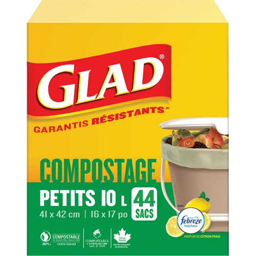 Petits sacs de compostage, R&eacute;gulier, 17" lo x 16" la, Brun, Capacit&eacute; de 10 L (3 gal.) Sécurité Médic