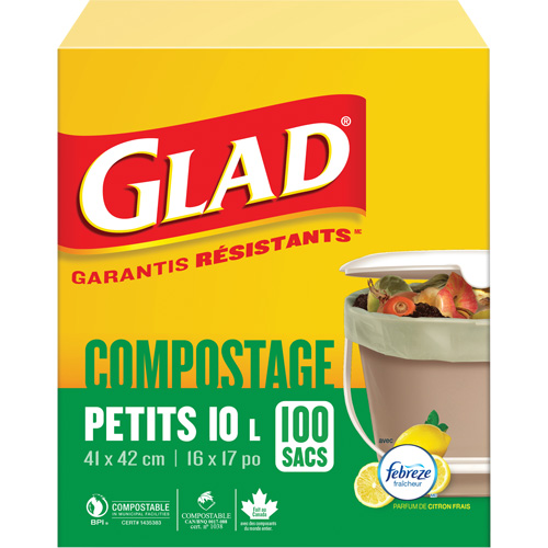 Petits sacs de compostage, R&eacute;gulier, 17" lo x 16" la, Brun, Capacit&eacute; de 10 L (3 gal.) Sécurité Médic