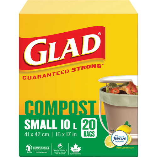 Petits sacs de compostage, R&eacute;gulier, 17" lo x 16" la, Brun, Capacit&eacute; de 10 L (3 gal.) Sécurité Médic