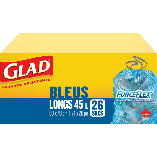 45L Recycling Bags, Regular, 24" W x 28" L, Blue Sécurité Médic