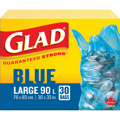45L Recycling Bags, Regular, 30" W x 33" L, Blue Sécurité Médic