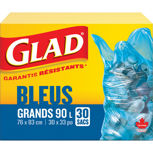 45L Recycling Bags, Regular, 30" W x 33" L, Blue Sécurité Médic