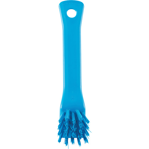 Brosse avec rebord grattoir, Soies Ferme, Longueur de 6", Bleu Sécurité Médic