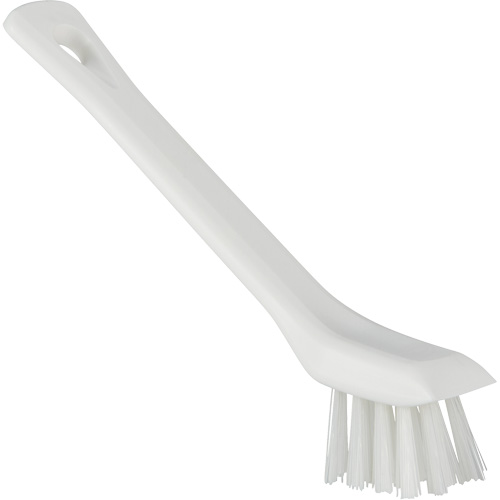 Brosse avec rebord grattoir, Soies Ferme, Longueur de 6", Blanc Sécurité Médic