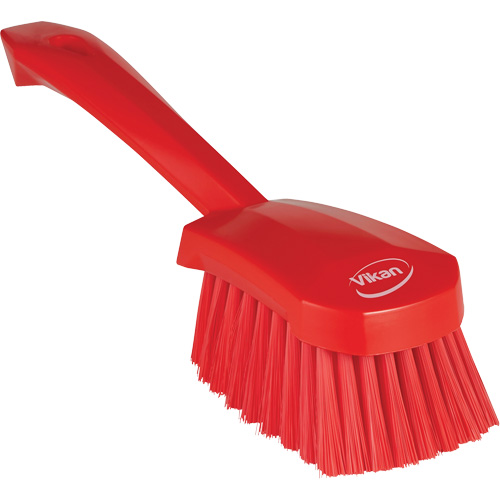 Brosse &agrave; r&eacute;curer avec manche court, Soies Doux, Longueur de 10-1/2", Rouge Sécurité Médic