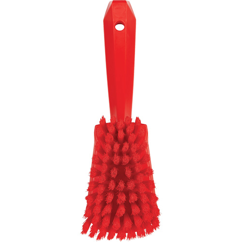 Brosse &agrave; r&eacute;curer avec manche court, Soies Doux, Longueur de 10-1/2", Rouge Sécurité Médic