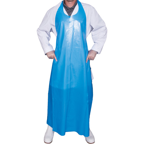 Tablier Top Dog de 6 mil, Polyur&eacute;thane, 45" lo x Bleu Sécurité Médic