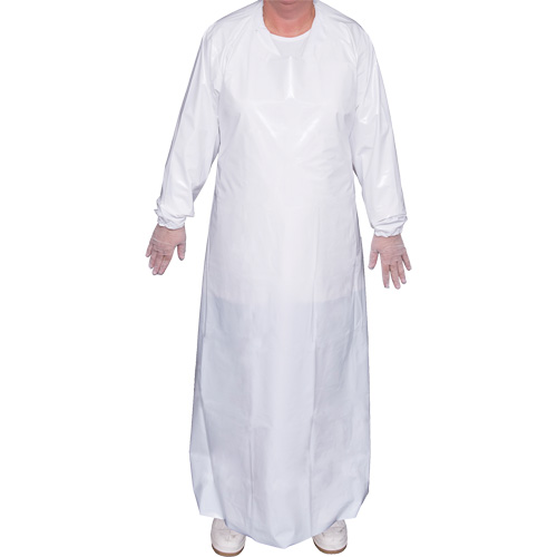 Top Dog 6 Mil. Gown, Large, White, Polyurethane Sécurité Médic