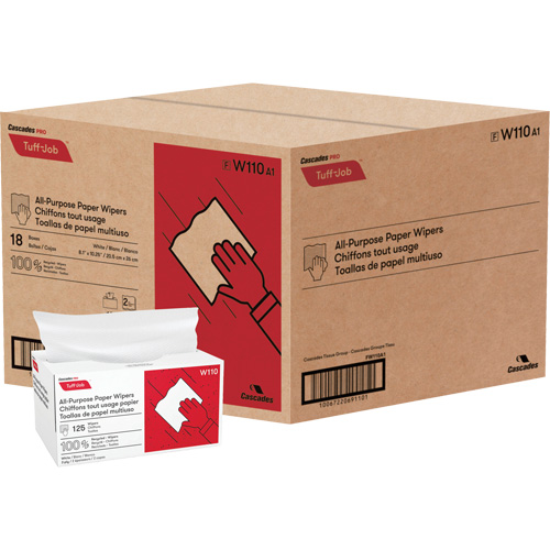 Pro Tuff-Job&reg; Single-Fold Pop-Up Paper Wipers, All-Purpose, 10-1/4" L x 8" W Sécurité Médic