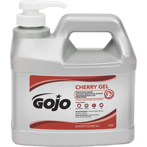 Hand Cleaner, Gel/Pumice, 1.89 L, Pump Bottle, Cherry Sécurité Médic