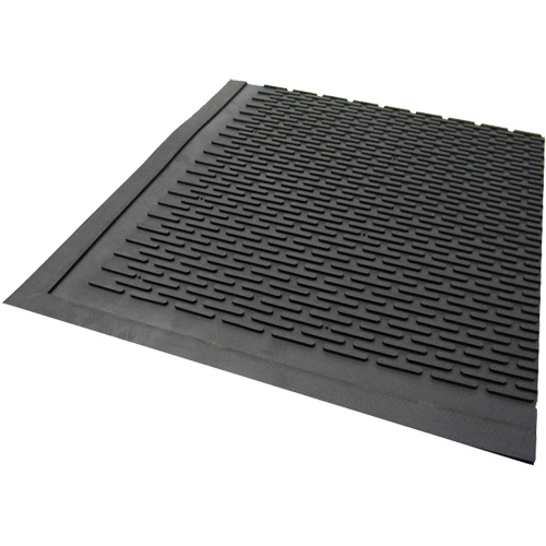 Tapis dext&eacute;rieur, Caoutchouc, Grattoir Type, Motif Plein, 3' x 5', Noir Sécurité Médic