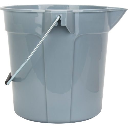 Seau rond avec bec verseur, Capacit&eacute; de 2,64 gal. US (10,57 pintes), Gris Sécurité Médic