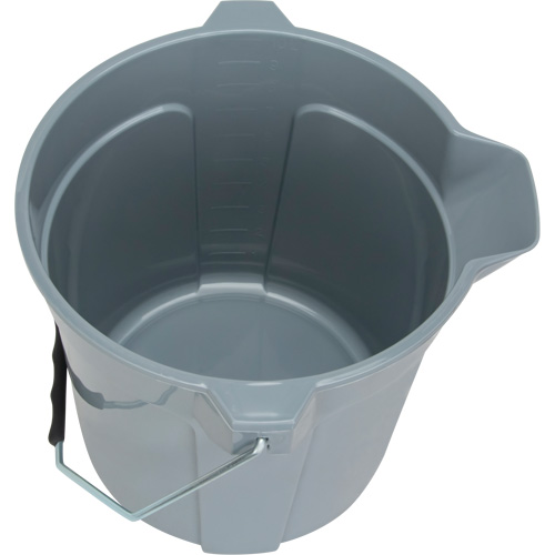 Seau rond avec bec verseur, Capacit&eacute; de 2,64 gal. US (10,57 pintes), Gris Sécurité Médic