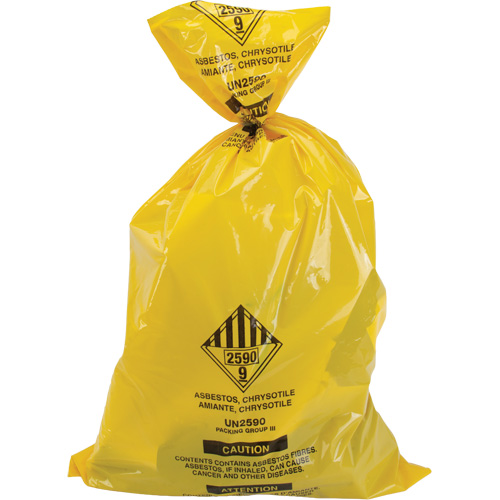 Doublures pour d&eacute;chets dangereux, Amiante, 40" lo x 26" la, 3 mils Sécurité Médic